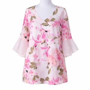 Calvin Klein Pink Floral Bell Sleeve Tunic